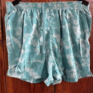 Women's Aqua Patterned Athletic Shorts